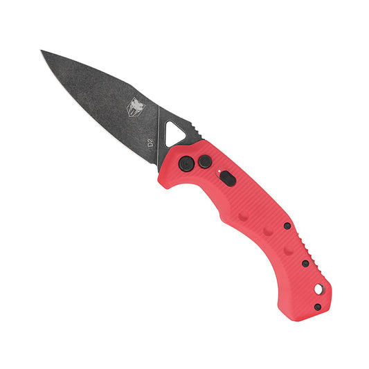 CobraTec Ryker Red  Side Button Folding  Knife (D2 Blade, G-10 Handle) REDAFRYK