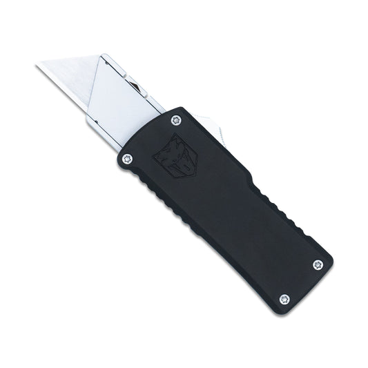 CobraTec OTF Utility Knife – Black Dual Action EDC Utility Knife CTOTFUTBLK