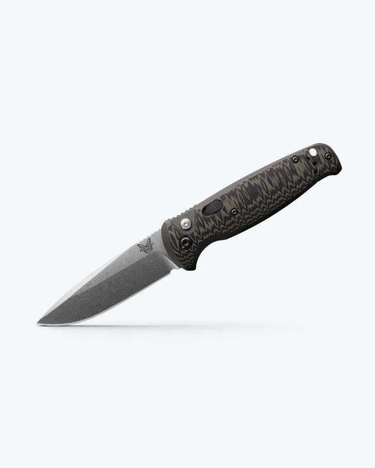 Benchmade CLA Automatic Folding Knife – 3.4" 154CM Satin Drop-Point Blade, Green & Black Textured G10 Handle | 4300-1