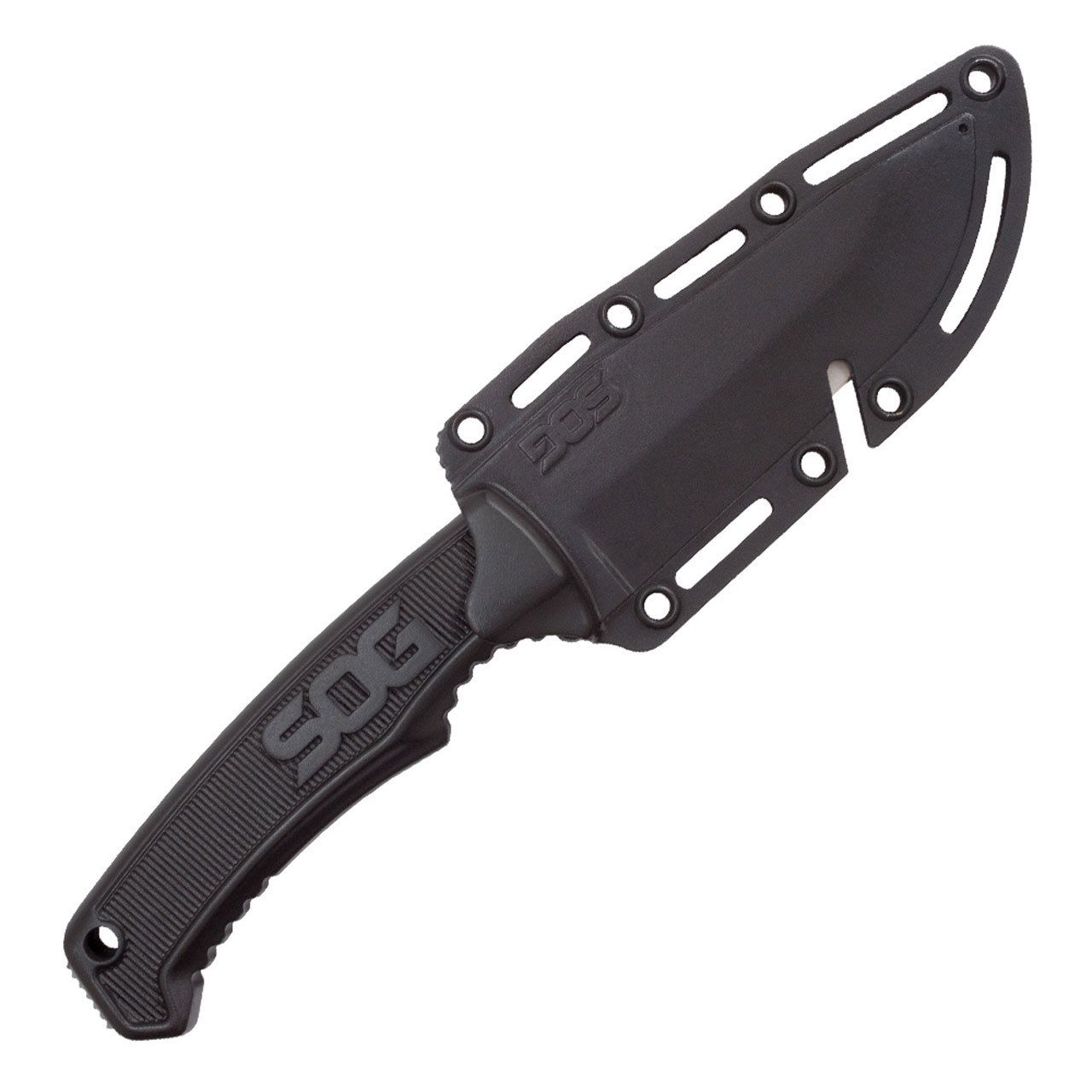 SOG™ Black Thermoplastic Rubber TPR Field Knife Fixed Blade Full Tang Stainless FK1001-CP