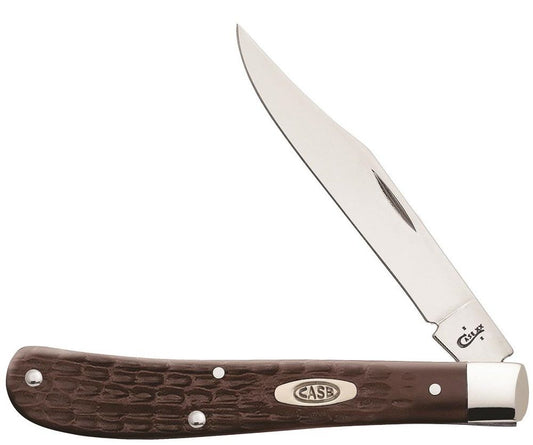 Case XX™ Jigged Brown Synthetic Slimline Trapper Stainless Pocket Knife 00135