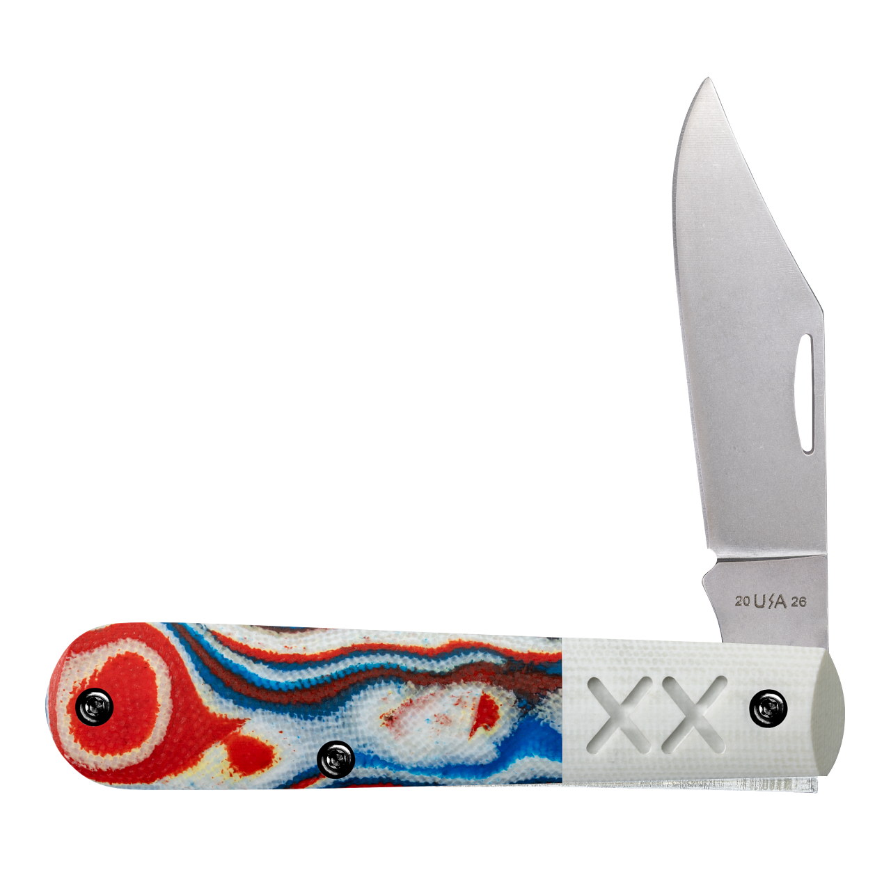 Case XX Barlow XR Crossroads Red, White & Blue Burl G-10 Folding Knife | CPM S35VN | 53164
