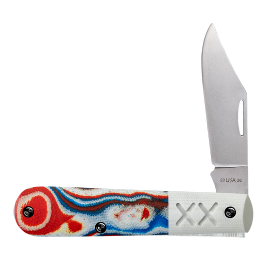 Case XX Barlow XR Crossroads Red, White & Blue Burl G-10 Folding Knife | CPM S35VN | 53164