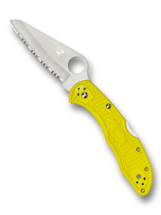 Spyderco Salt 2 Lockback Knife Yellow FRN Serrated Sheepsfoot Blade C88SYL2