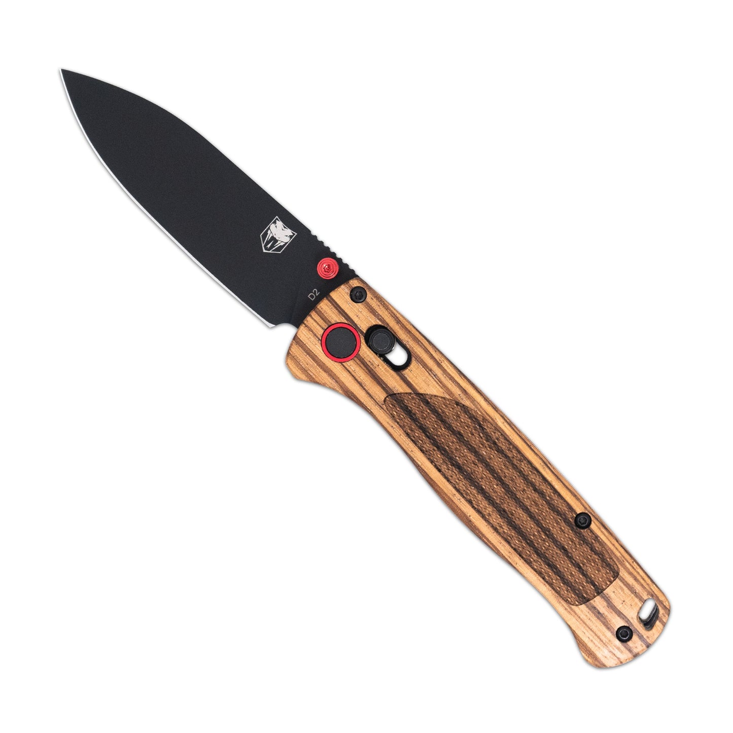 COBRATEC Zebrawood Bar Lock Blade Option Drop Not Serrated Titanium Black Coated CTZWDBLDNSBLK