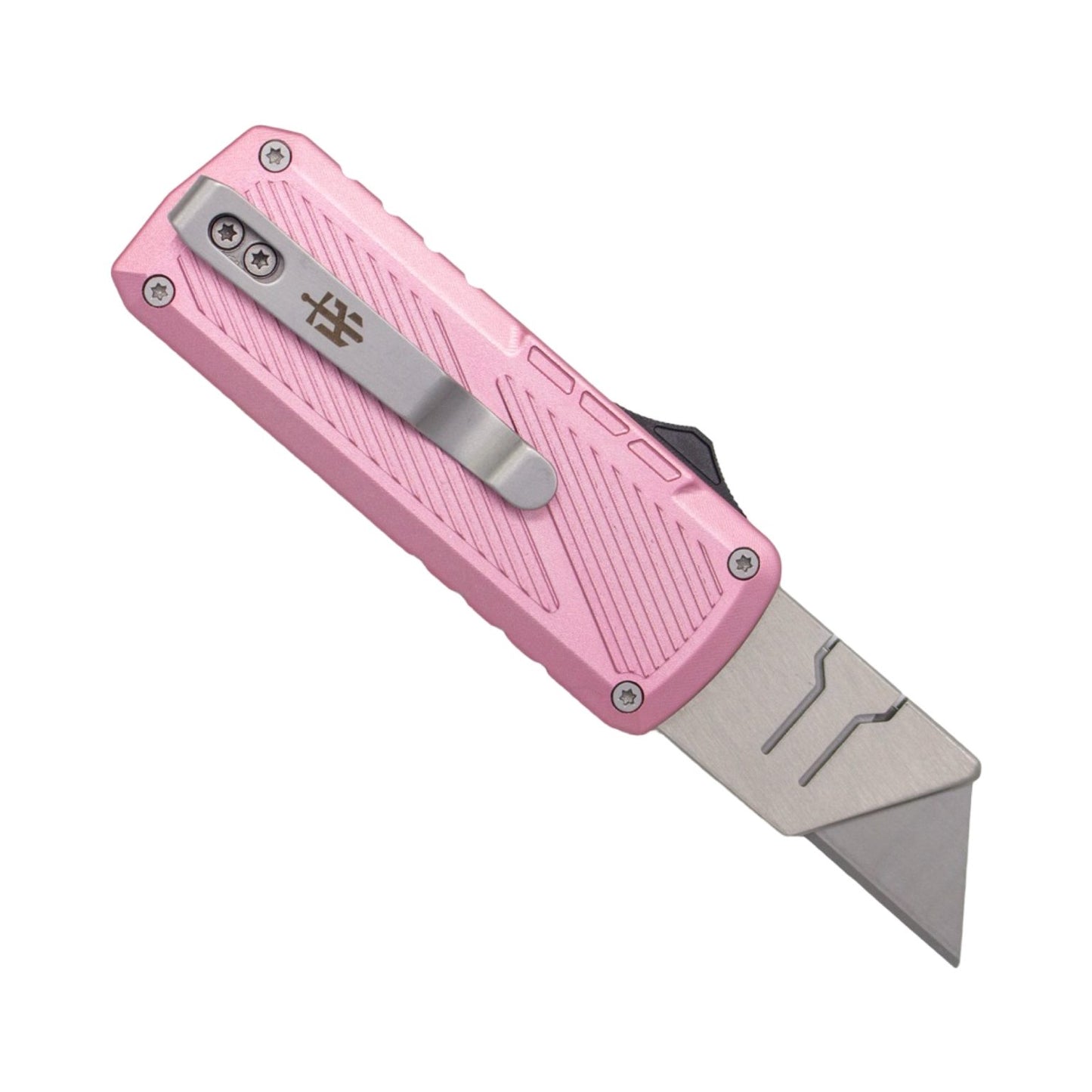 TacKnives Zipper Utility Knife Pink SK5 Razor Blade Aluminum & Titanium Handle EDC