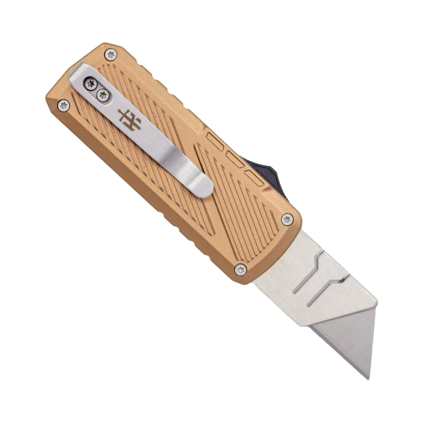 TacKnives Zipper Utility Knife Brown SK5 Razor Blade Aluminum & Titanium Handle EDC